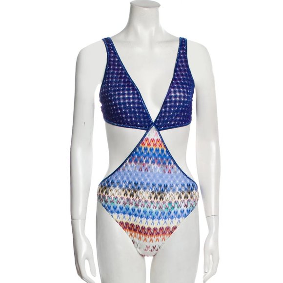MISSONI Trikini Printed One-Piece Swimsuit in Blue Size: M | US8, IT44 - Picture 3 of 5